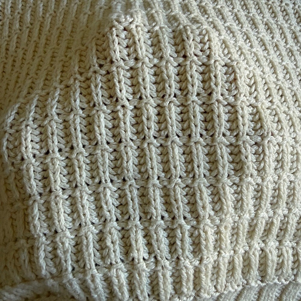 90s Vintage Lambert Cream Chunky Oversized Cotton Sweater Made in USA L Coastal - Picture 6 of 7